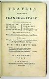 ITALY SMOLLETT, TOBIAS. Travels through France and Italy. 2 vols. 1766